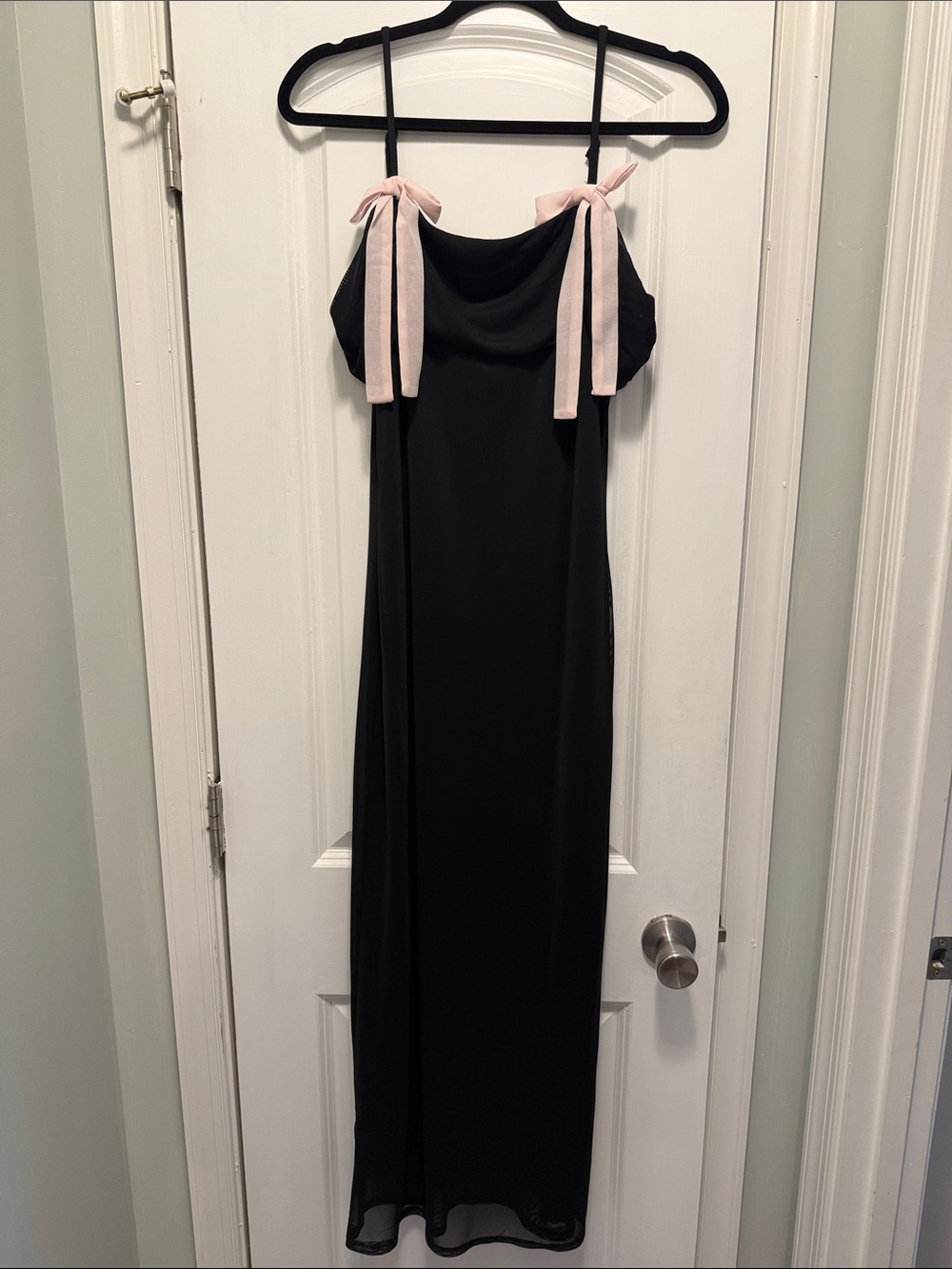 wild fable Black Maxi Dress with Pink Shoulder Ties